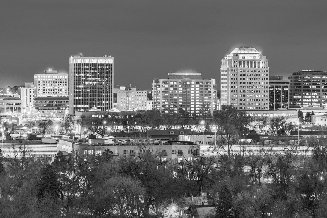 Noah Jigsaw Puzzle Colorado Springs, Colorado, USA downtown city skyline at evening in black white 2000 pieces