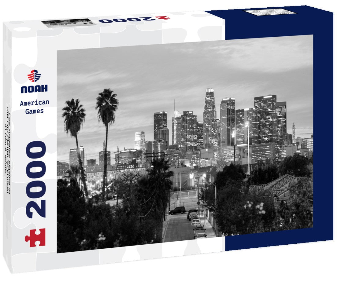 Noah Jigsaw Puzzle Los Angeles skyline in the city center at sunset in black white 2000 pieces