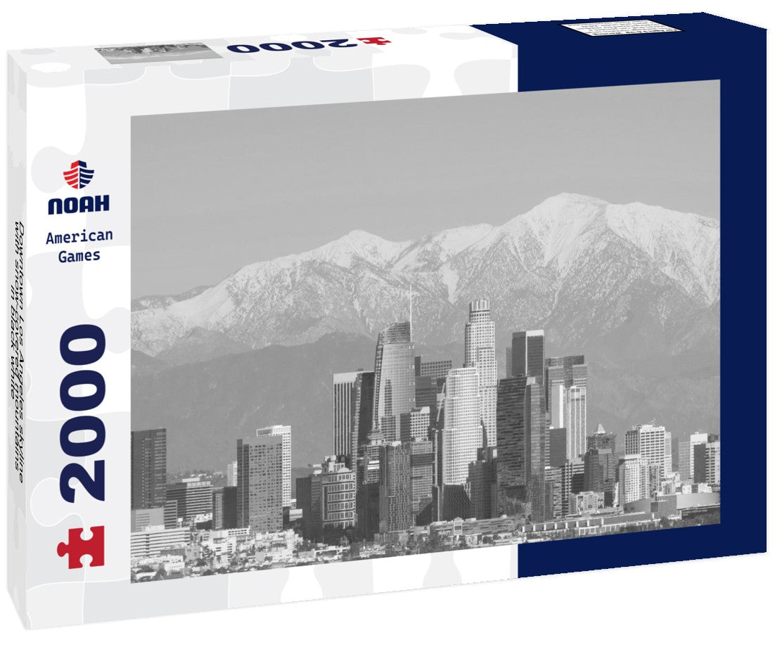 Downtown Los Angeles skyline with snow-covered mountains 2000pc PuzzleBlack and White