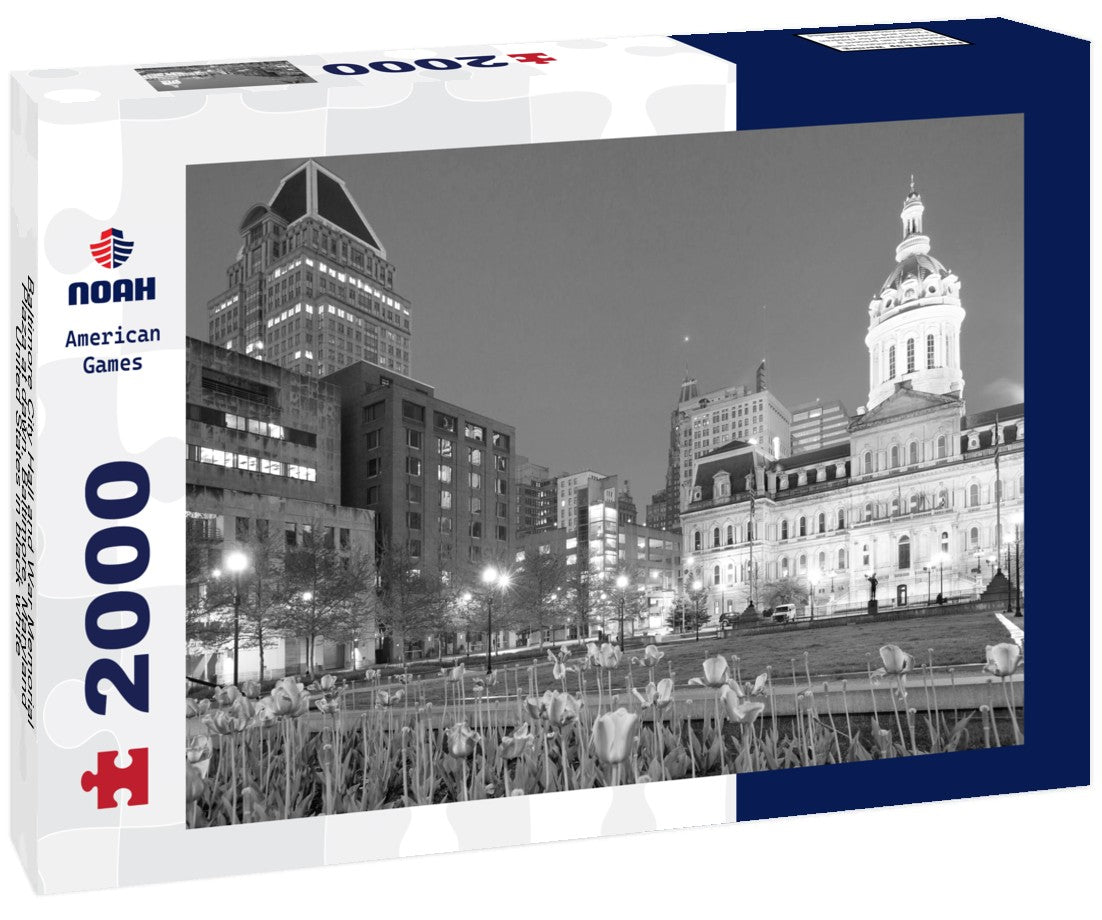 Baltimore City Hall and War Memorial Plaza at dawn, Baltimore, Maryland, United States 2000pc PuzzleBlack and White