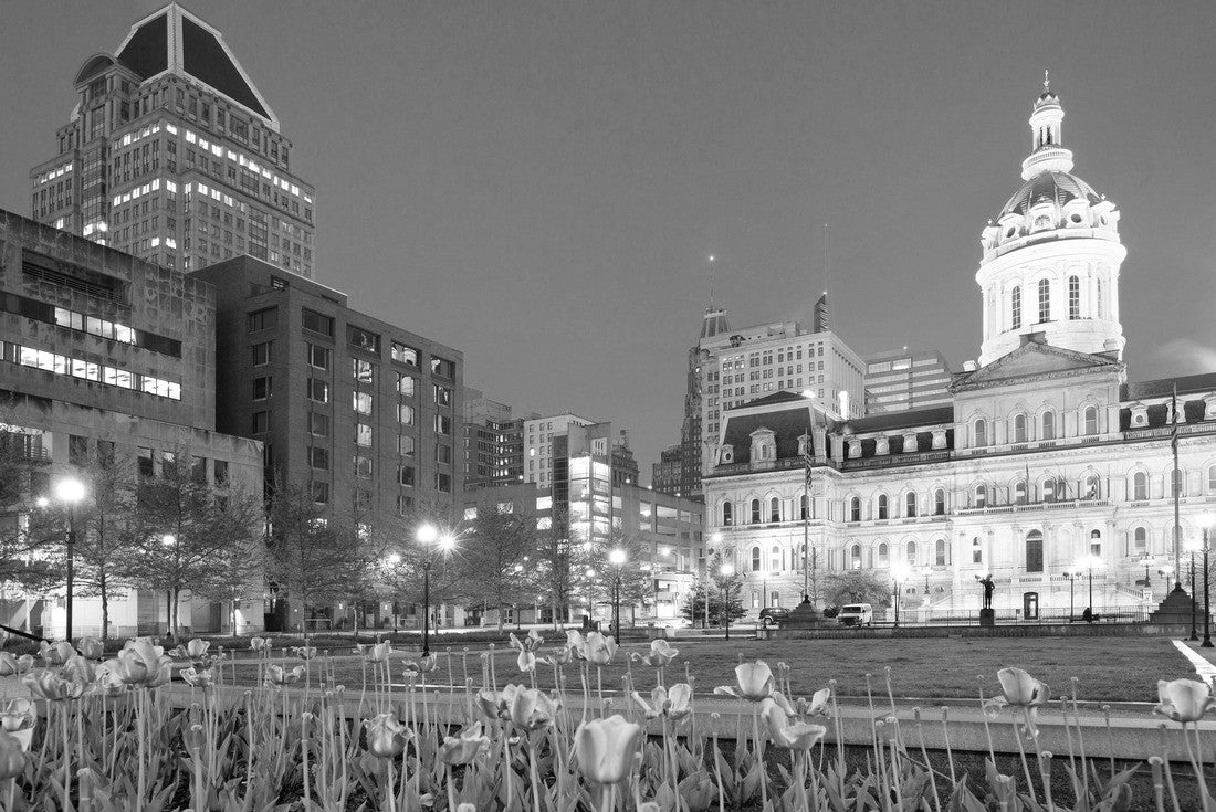 Baltimore City Hall and War Memorial Plaza at dawn, Baltimore, Maryland, United States 2000pc PuzzleBlack and White