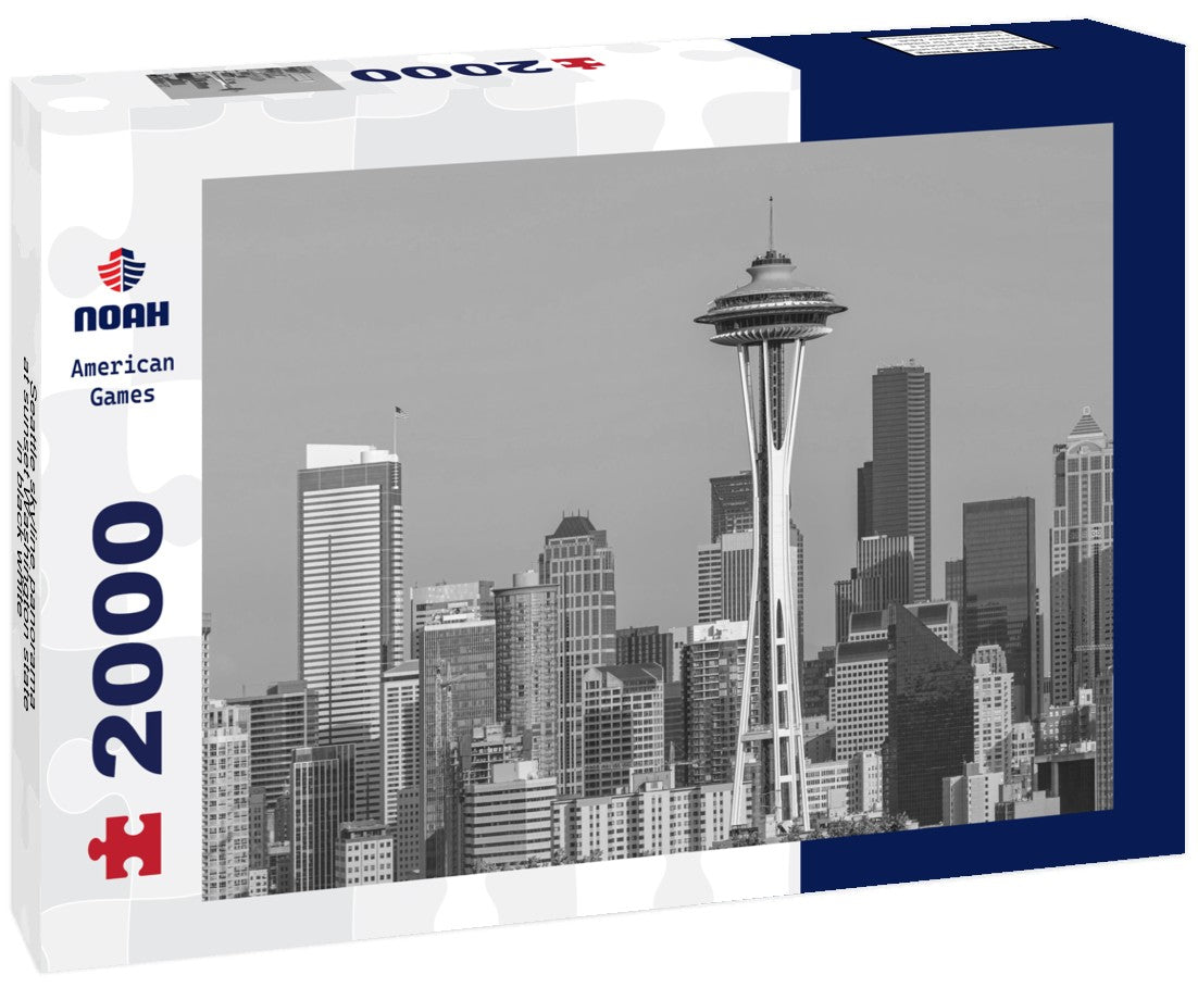 Seattle skyline at sunset Washington state 2000pc PuzzleBlack and White