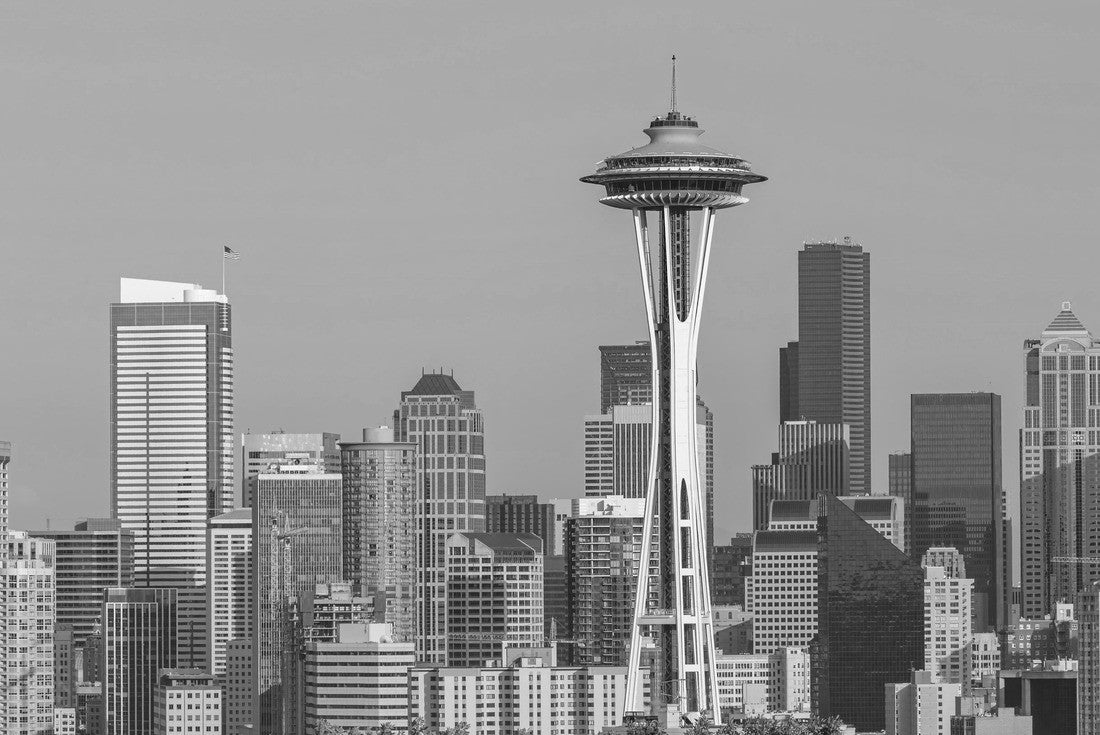 Seattle skyline at sunset Washington state 2000pc PuzzleBlack and White