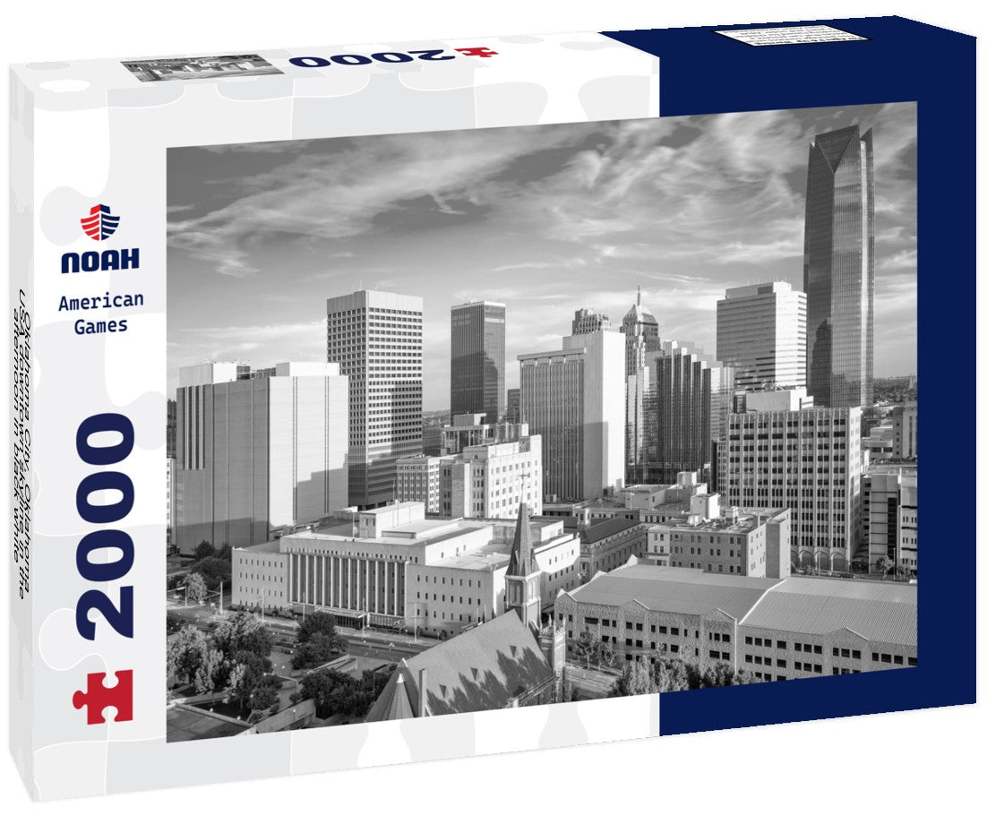 Noah Jigsaw Puzzle Oklahoma City, Oklahoma, USA downtown skyline in the afternoon in black white 2000 pieces