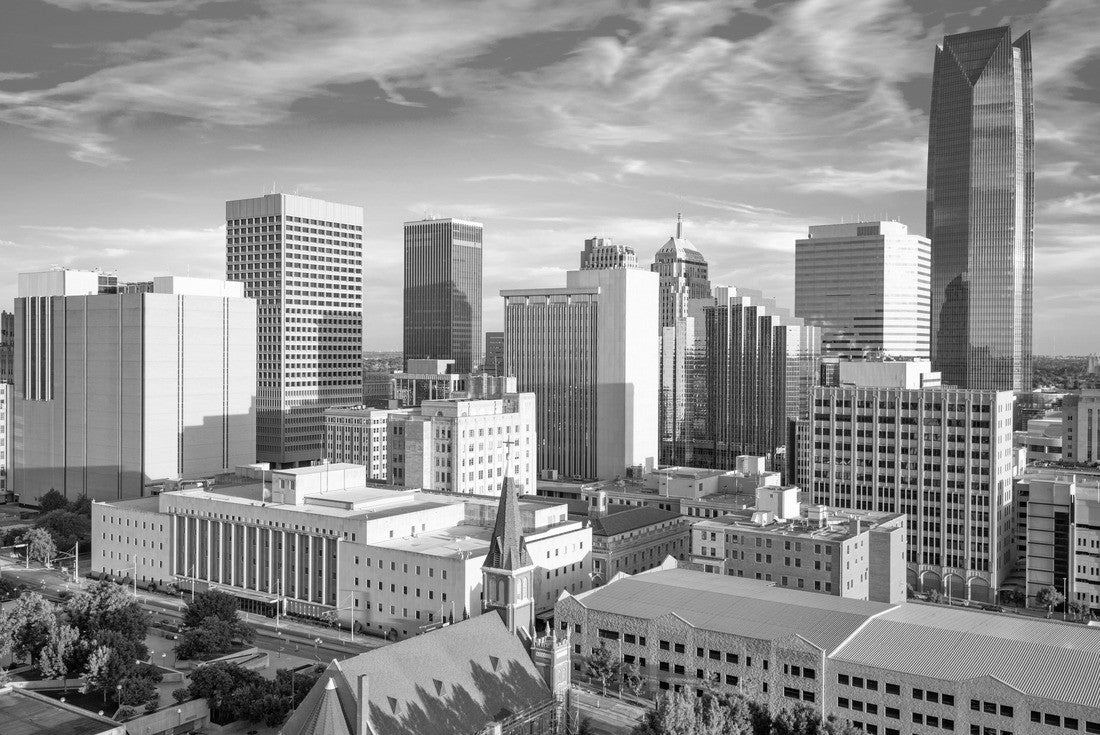 Noah Jigsaw Puzzle Oklahoma City, Oklahoma, USA downtown skyline in the afternoon in black white 2000 pieces