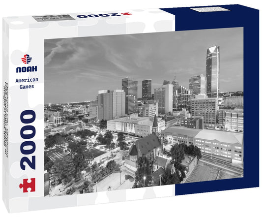 Noah Jigsaw Puzzle Oklahoma City, Oklahoma, USA downtown skyline at twilight in black white 2000 pieces