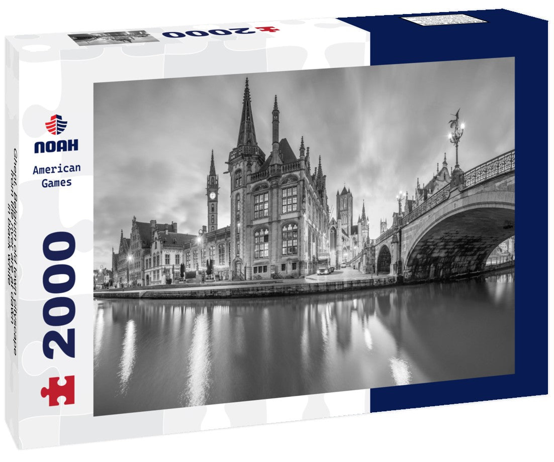 Ghent, Belgium old town cityscape from the river are at dawn 2000pc PuzzleBlack and White
