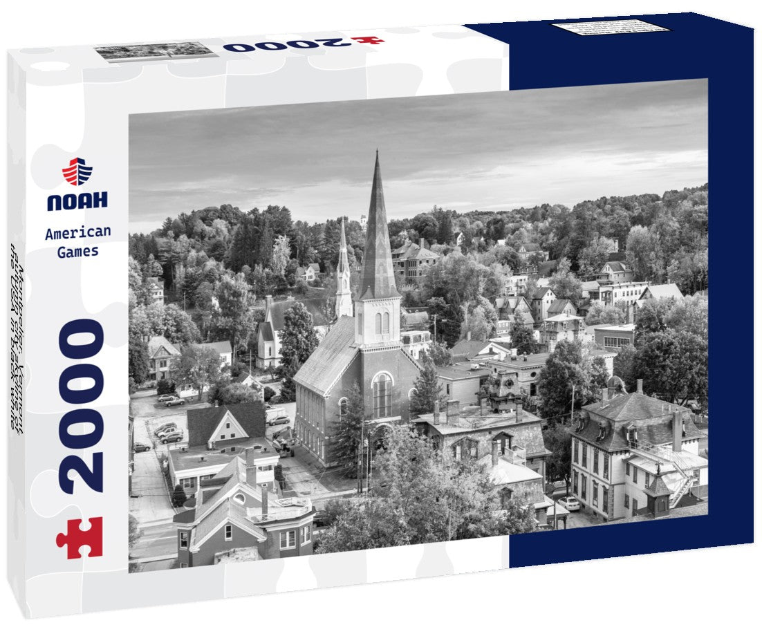 Noah Jigsaw Puzzle Montpelier, Vermont, autumn city skyline of the USA in black white 2000 pieces