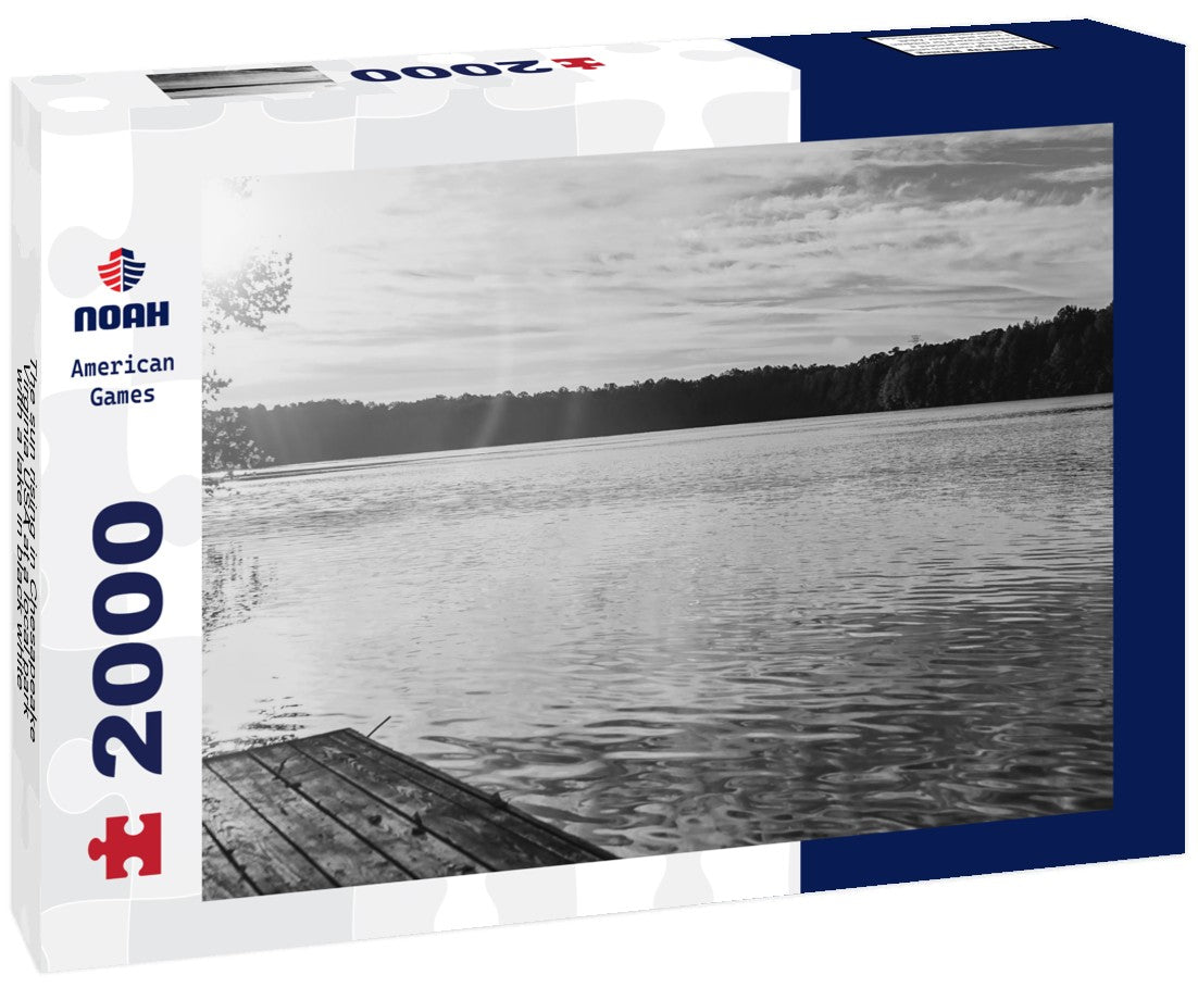 The sun rising in Chesapeake, Virginia USA at a local park with a lake 2000pc PuzzleBlack and White