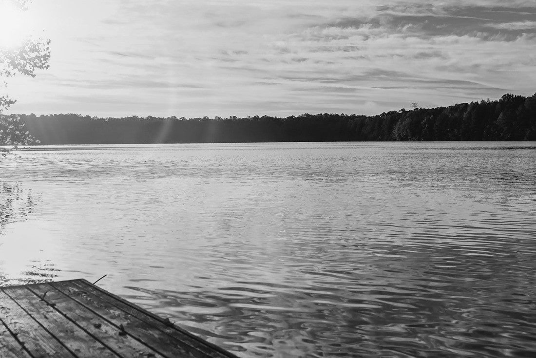 The sun rising in Chesapeake, Virginia USA at a local park with a lake 2000pc PuzzleBlack and White