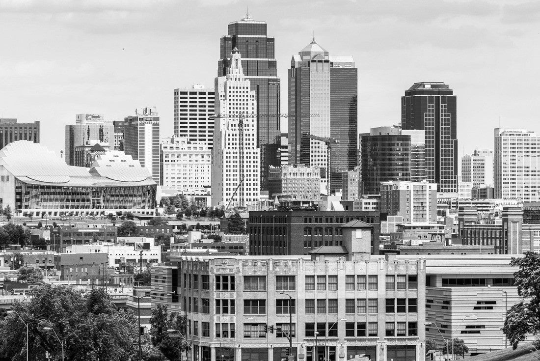 Kansas City, MO, USA downtown city skyline 2000pc PuzzleBlack and White