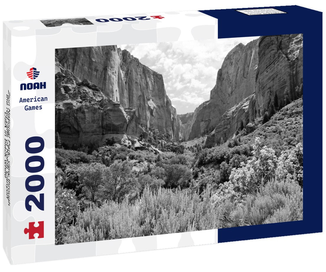 Noah Jigsaw Puzzle Zion National Park, view through the red cliffs of Kolob Canyon, USA in black white 2000 pieces