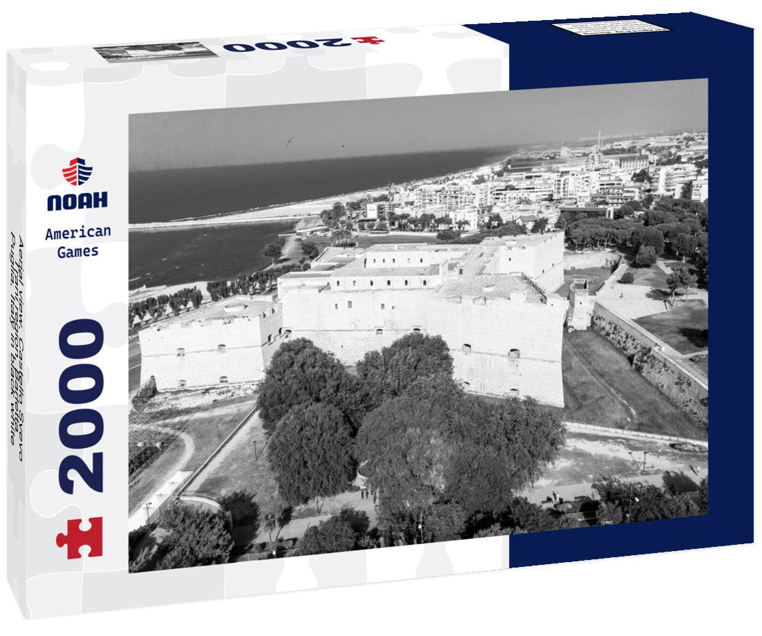 Aerial view, Castello Svevo, Trani region, Barletta, Puglia, Italy 2000pc PuzzleBlack and White