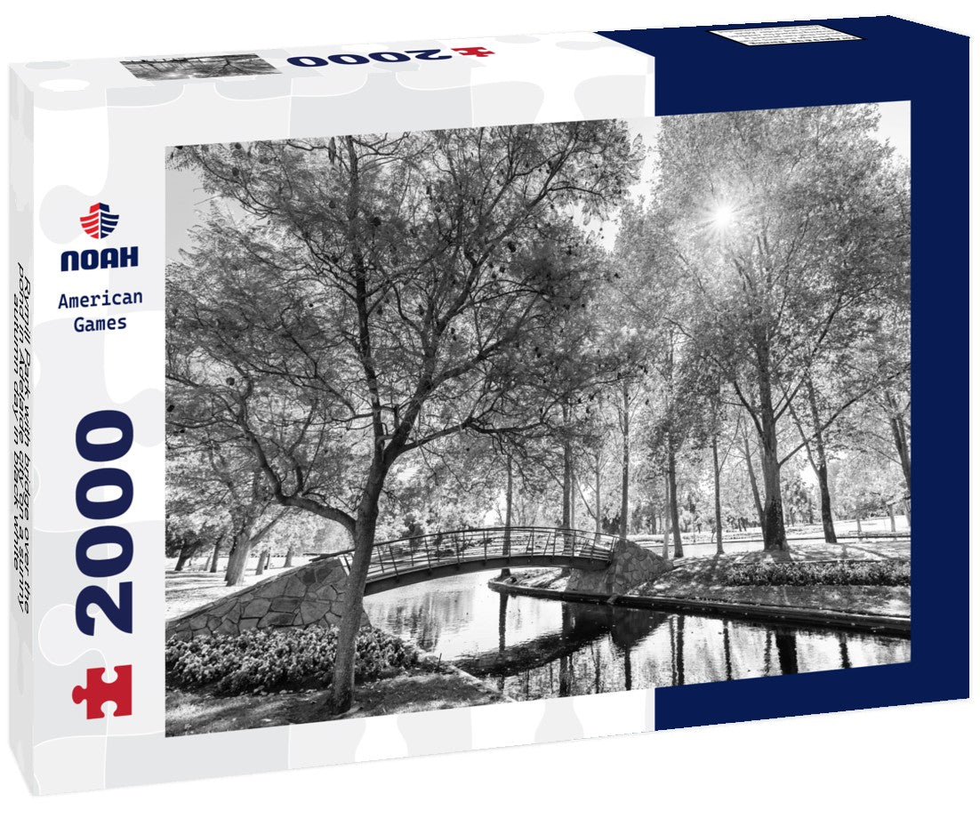 Rymill Park with bridge over the pond in Adelaide city on a sunny autumn day 2000pc PuzzleBlack and White