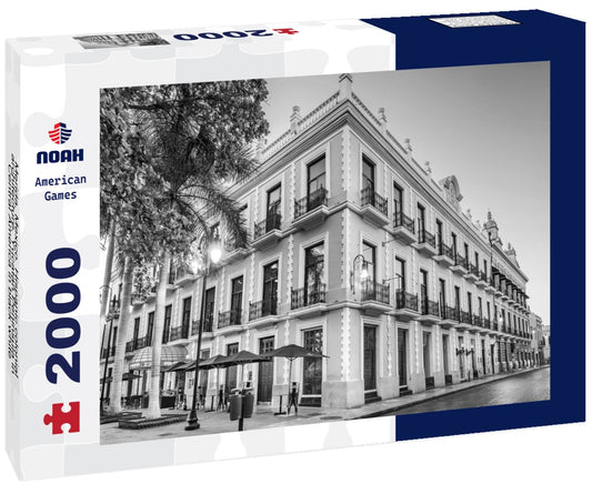 Noah Jigsaw Puzzle Merida, Mexico. Hispanic colonial architecture, Yucatan Peninsula in Central America in black white 2000 pieces
