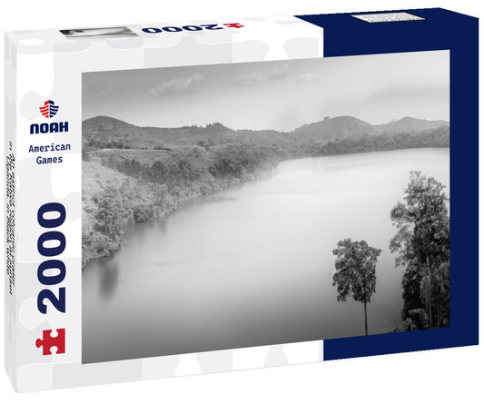 Noah Jigsaw Puzzle An extinct volcanic crater in the Katwe region at sunset, Uganda. in black white 2000 pieces