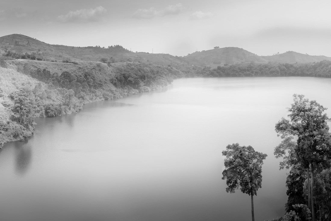 An extinct volcanic crater in the Katwe region at sunset, Uganda. 2000pc PuzzleBlack and White