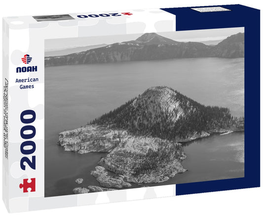 Noah Jigsaw Puzzle Panoramic view over Crater Lake National Park in winter, Oregon in black white 2000 pieces