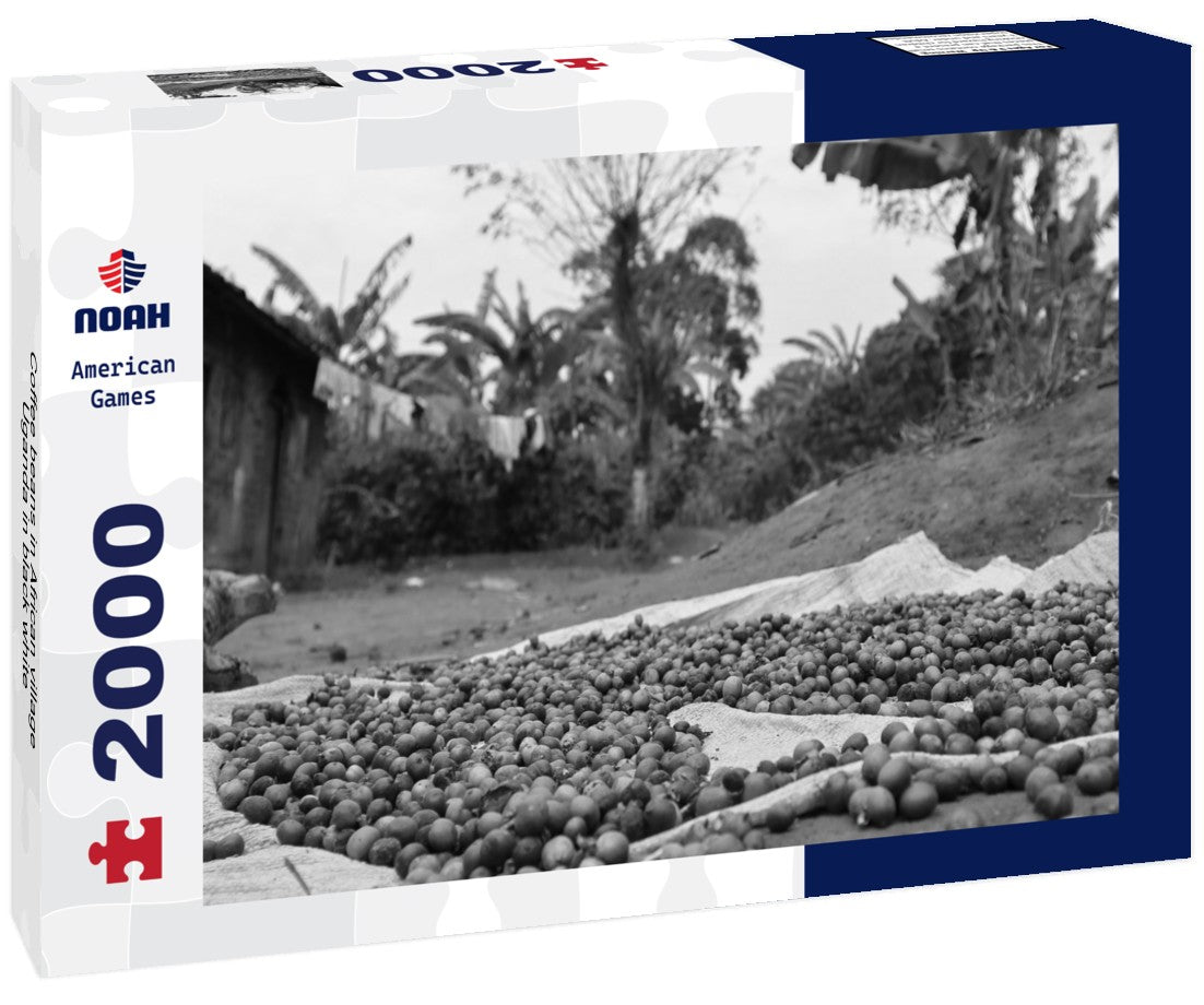 Noah Jigsaw Puzzle Coffee beans in African village, Uganda in black white 2000 pieces