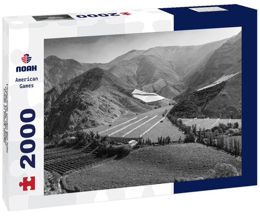 Noah Jigsaw Puzzle Vineyards under the hills of the Valle del Elqui - Chile in black white 2000 pieces