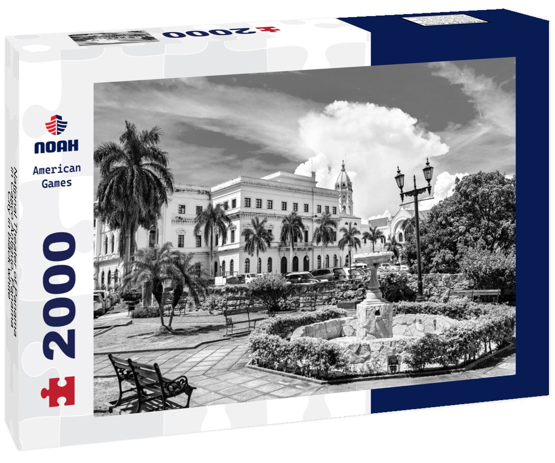Noah Jigsaw Puzzle National Theater of Panama in Casco Antiguo, Panama City in black white 2000 pieces
