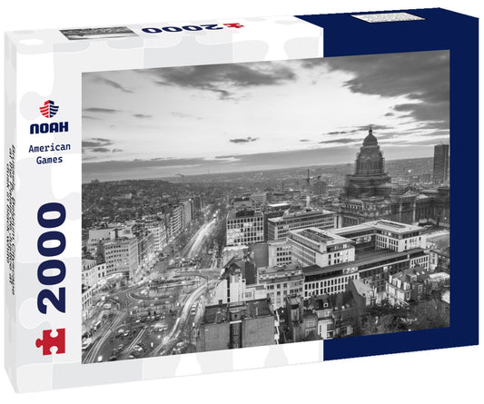 Noah Jigsaw Puzzle Brussels, Belgium Cityscape at the Palais de Justice at dusk in black white 2000 pieces