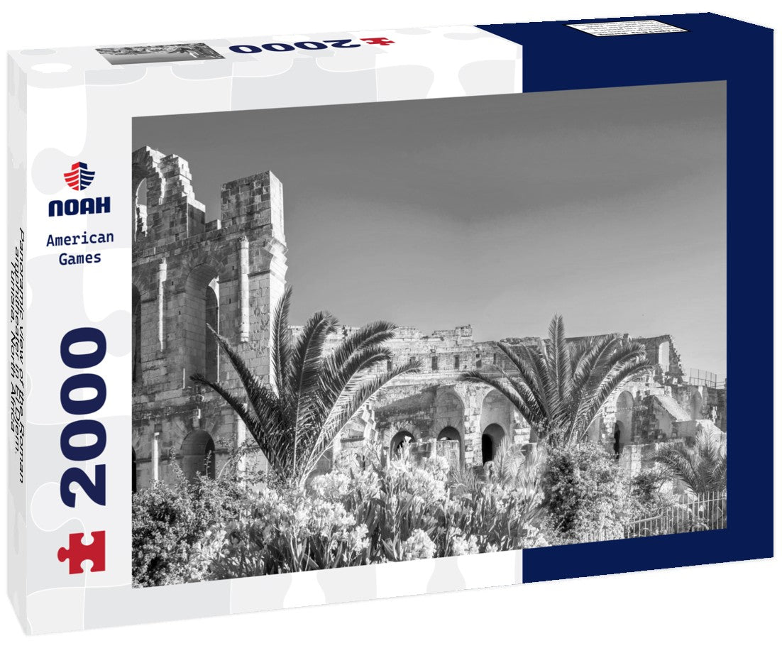 Noah Jigsaw Puzzle Panoramic view of the Roman amphitheater in El Djem. Tunisia, North Africa in black white 2000 pieces