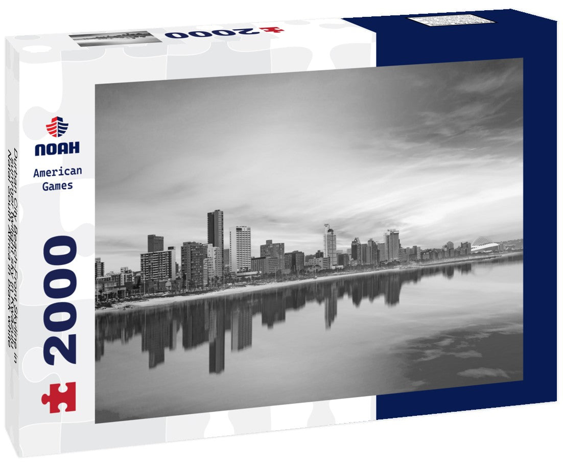 Durban City Beach-Front Skyline in summer twilight sky in Kwazulu-Natal South Africa 2000pc PuzzleBlack and White