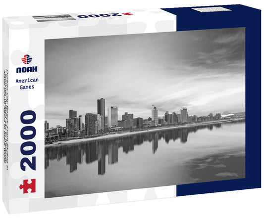 Noah Jigsaw Puzzle Durban City Beach-Front Skyline in summer twilight sky in Kwazulu-Natal South Africa in black white 2000 pieces