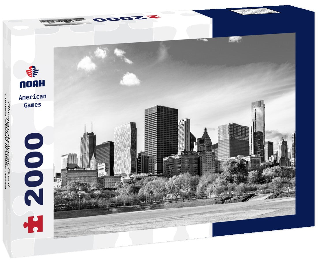 Chicago skyline at Grant Park in Illinois - United States 2000pc PuzzleBlack and White