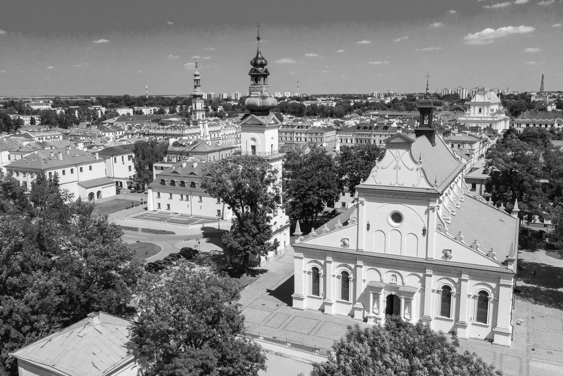 Zamosc, Poland. View of the old town and the main square with the town hall. Bird's eye view of the old town. UNESCO World Heritage Site in Poland 2000pc PuzzleBlack and White