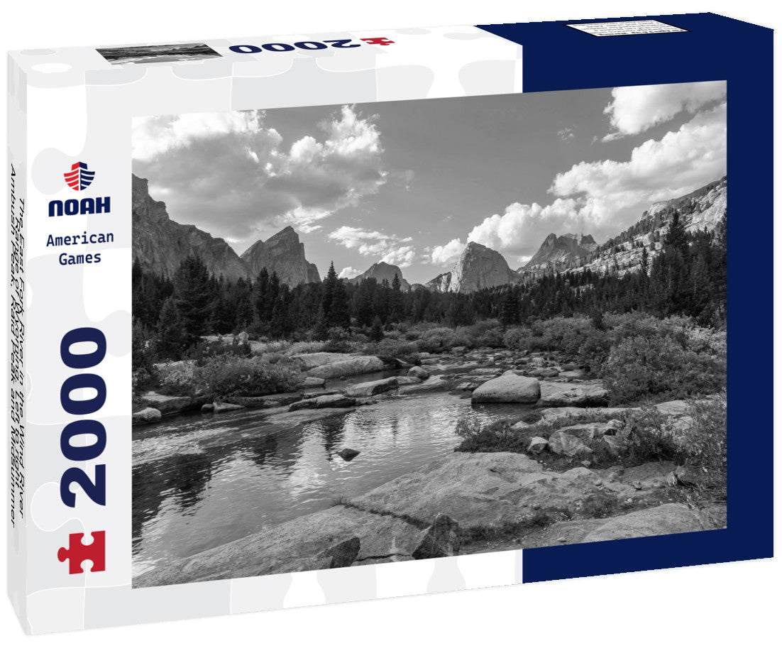 The East Fork River in the Wind River Range of Wyoming. Left to right, Ambush Peak, Raid Peak and Midsummer Dome are seen to the north 2000pc PuzzleBlack and White