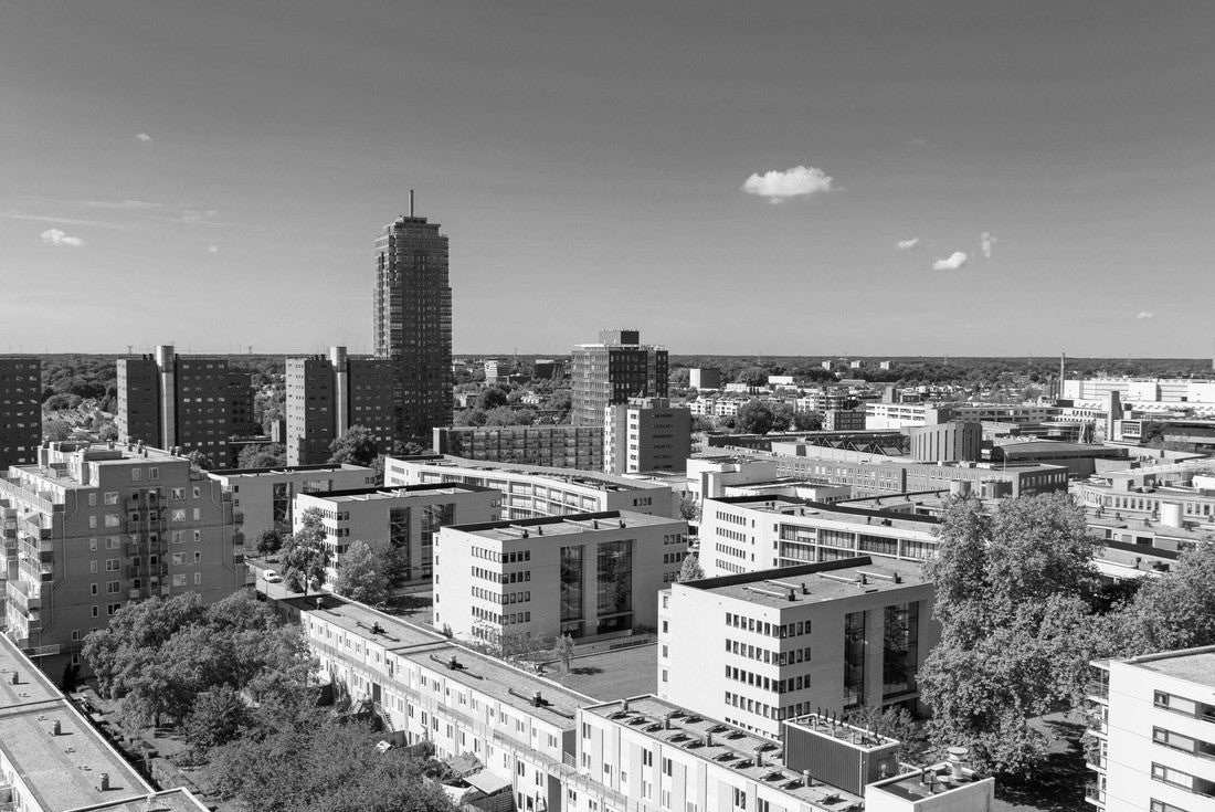 Skyline of Enschede (Overijssel, Netherlands) in summer 2000pc PuzzleBlack and White