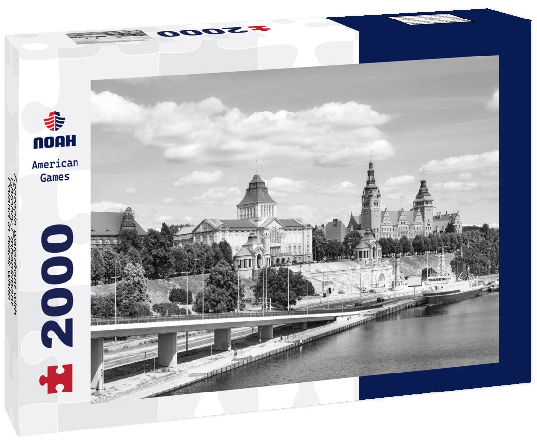 Szczecin waterfront with Chrobry Embankment, Poland 2000pc PuzzleBlack and White