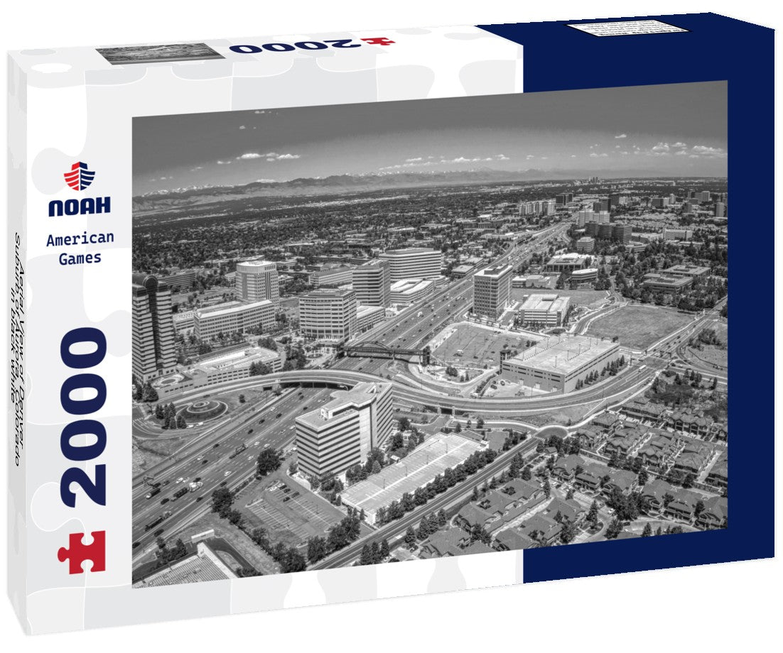 Aerial View of Denver Suburb of Aurora, Colorado 2000pc PuzzleBlack and White