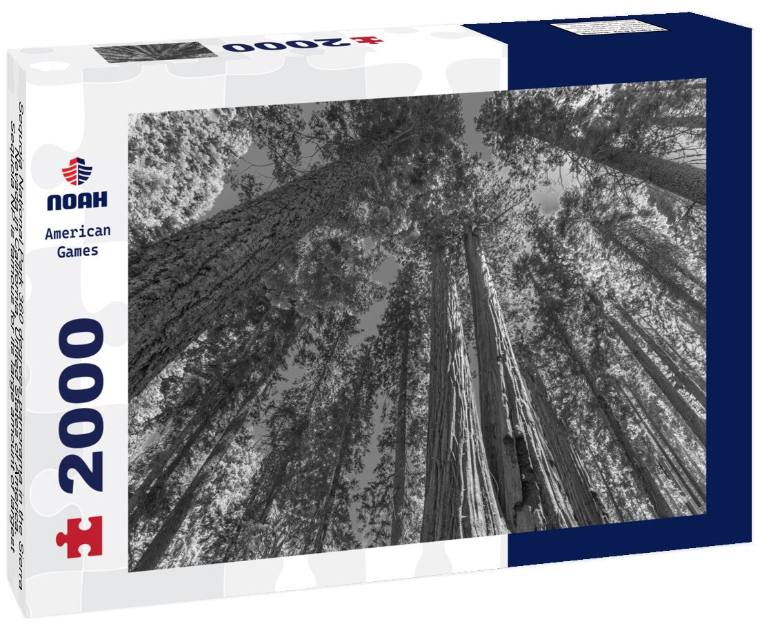 Sequoia National Park 360 degrees in the Sierra Nevada in California, United States of America. Sequoia NP is famous for its large amount of largest sequoia trees in the world 2000pc PuzzleBlack and White