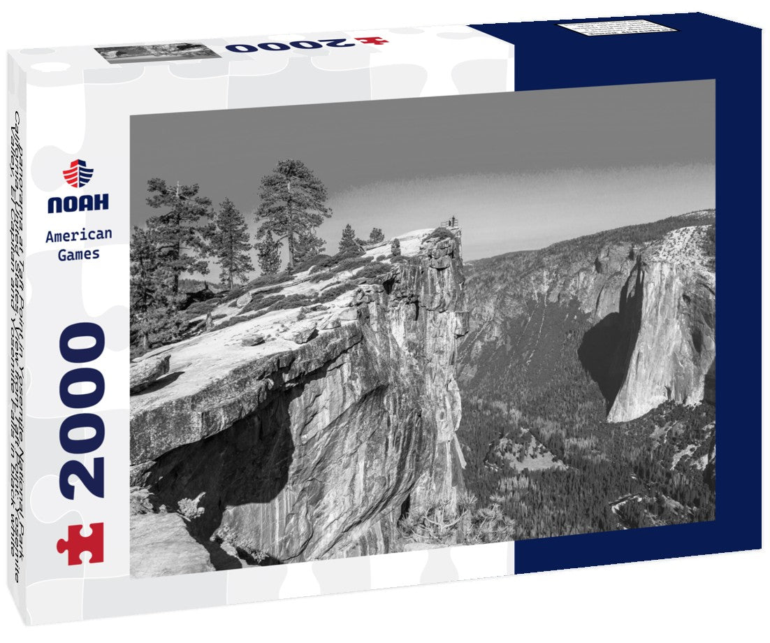 Noah Jigsaw Puzzle panorama at Taft Point in Yosemite National Park, California, United States. View from Taft Point: Yosemite Valley, El Capitan and Yosemite Falls in black white 2000 pieces