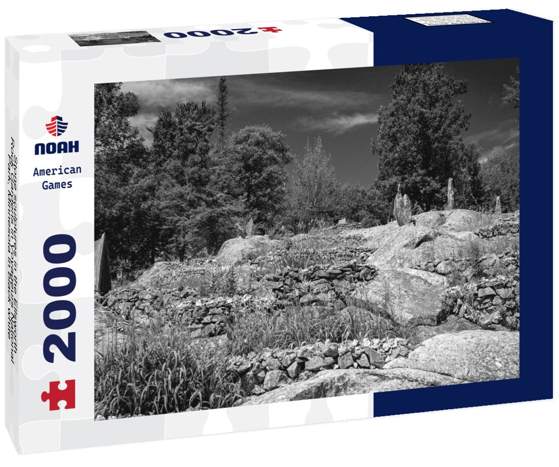 Stone sculptures in the Ellsworth Rock Gardens in Voyageurs National Park, Minnesota 2000pc PuzzleBlack and White