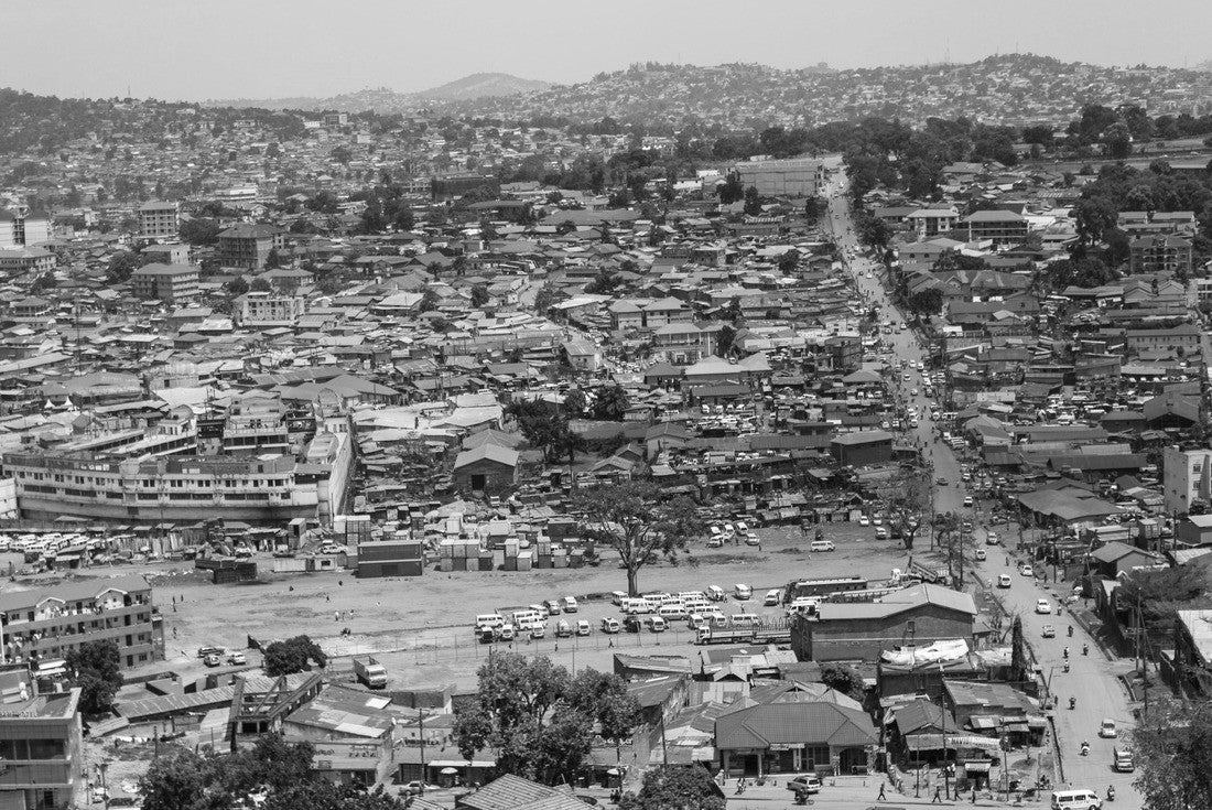 Noah Jigsaw Puzzle View of Kampala city, Uganda in black white 2000 pieces