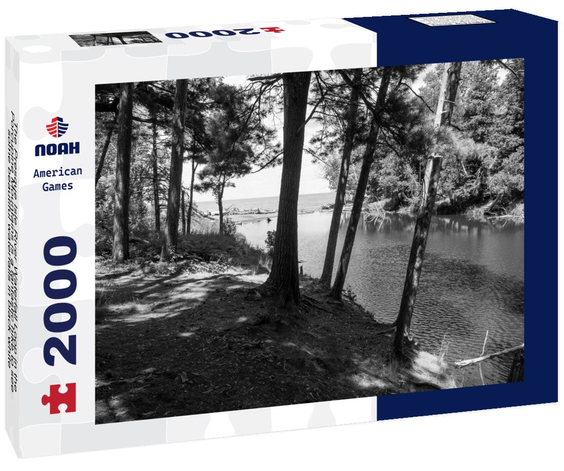 Noah Jigsaw Puzzle The Presque Isle River Waterfall Loop in the Porcupine Mountains is a fantastic hike to see some beautiful waterfalls in black white 2000 pieces