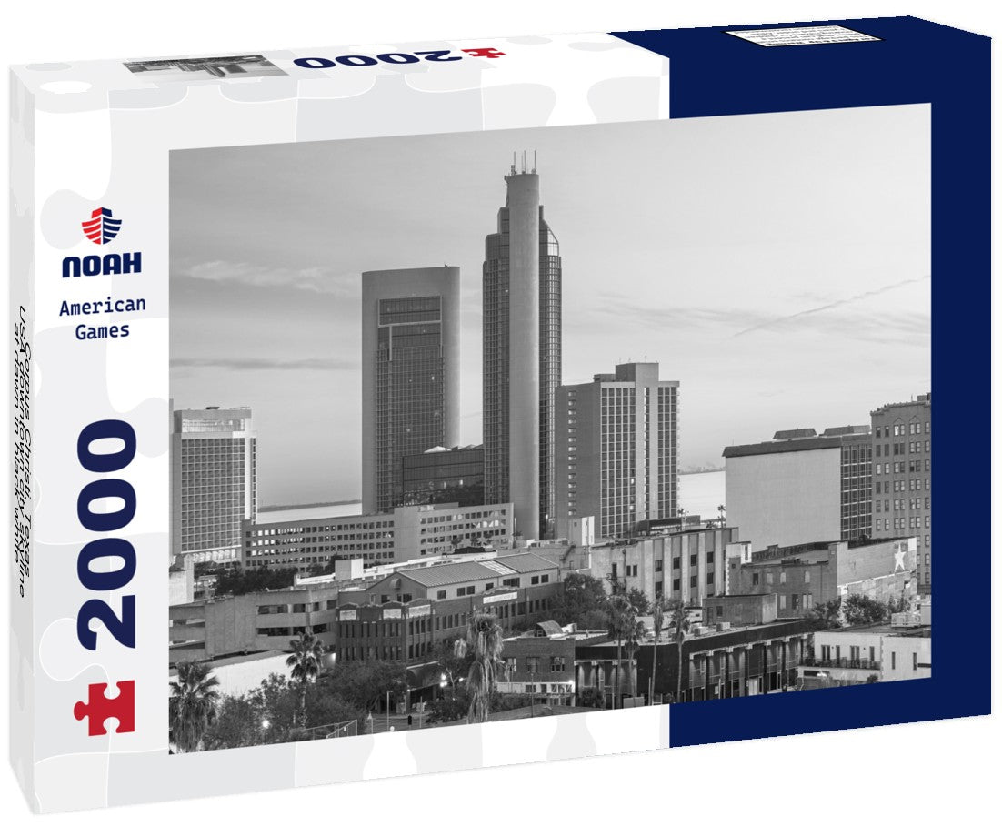 Noah Jigsaw Puzzle Corpus Christi, Texas, USA downtown city skyline at dawn in black white 2000 pieces