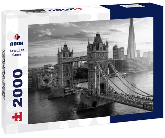 Noah Jigsaw Puzzle Elevated view of the famous Tower Bridge and skyline of London, UK in black white 2000 pieces