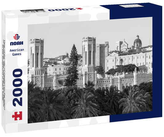 the city of Cagliari on the island of Sardinia, Italy with the Civic Palace in the foreground 2000pc PuzzleBlack and White