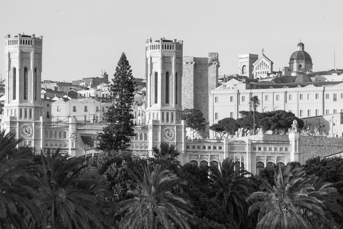 the city of Cagliari on the island of Sardinia, Italy with the Civic Palace in the foreground 2000pc PuzzleBlack and White