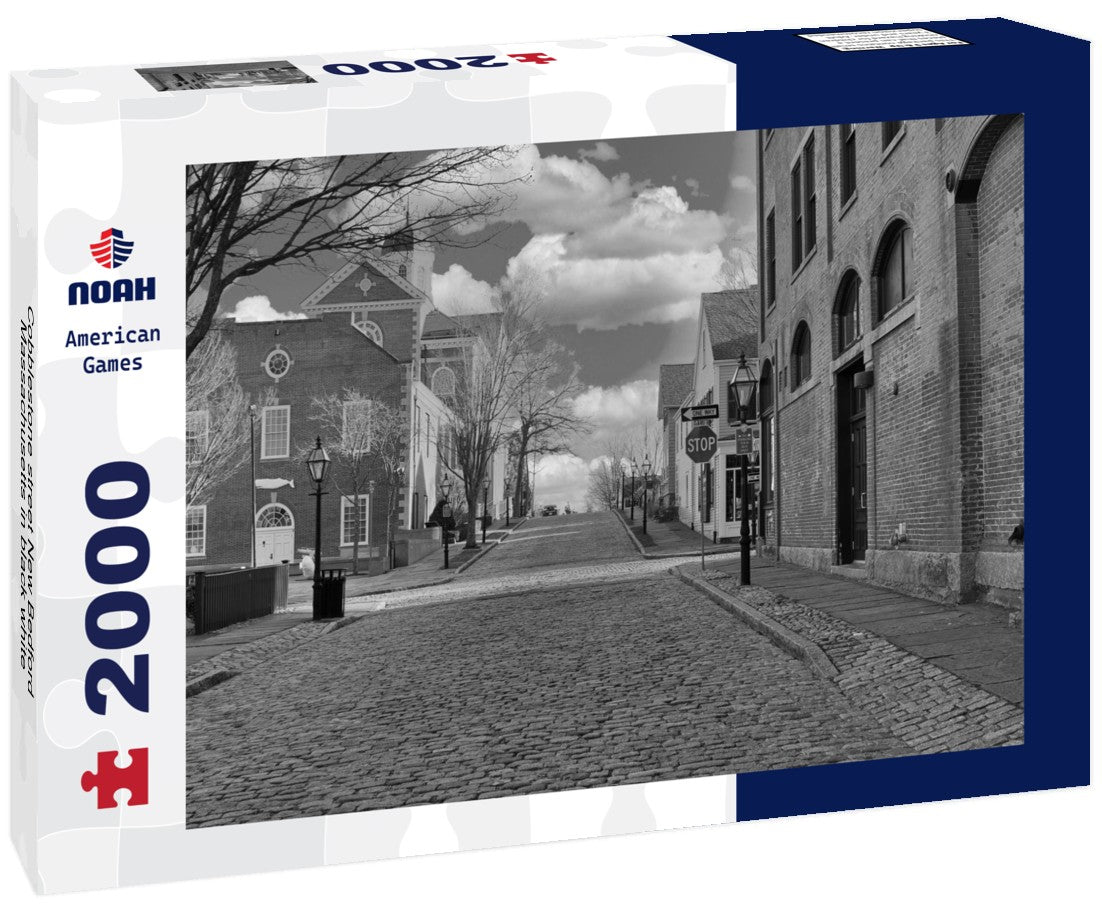 Cobblestone street New Bedford Massachusetts 2000pc PuzzleBlack and White