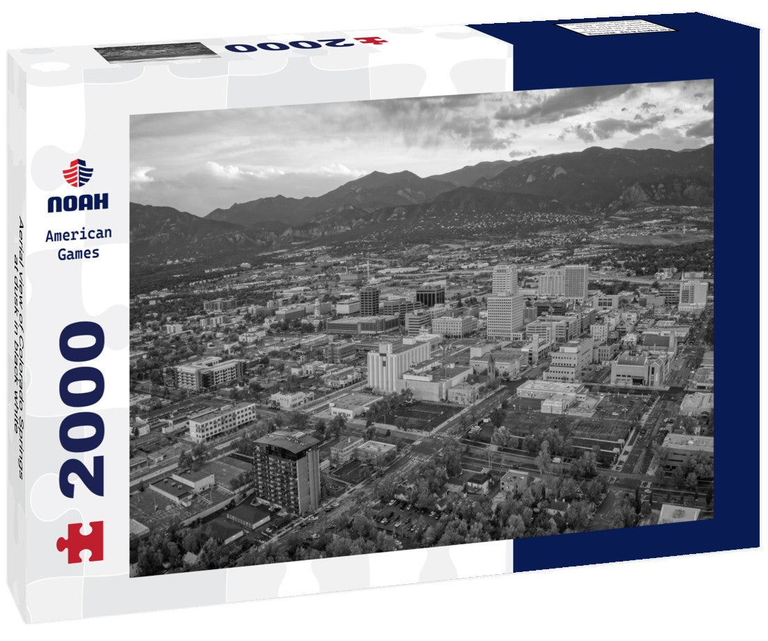 Aerial view of Colorado Springs at dusk 2000pc PuzzleBlack and White