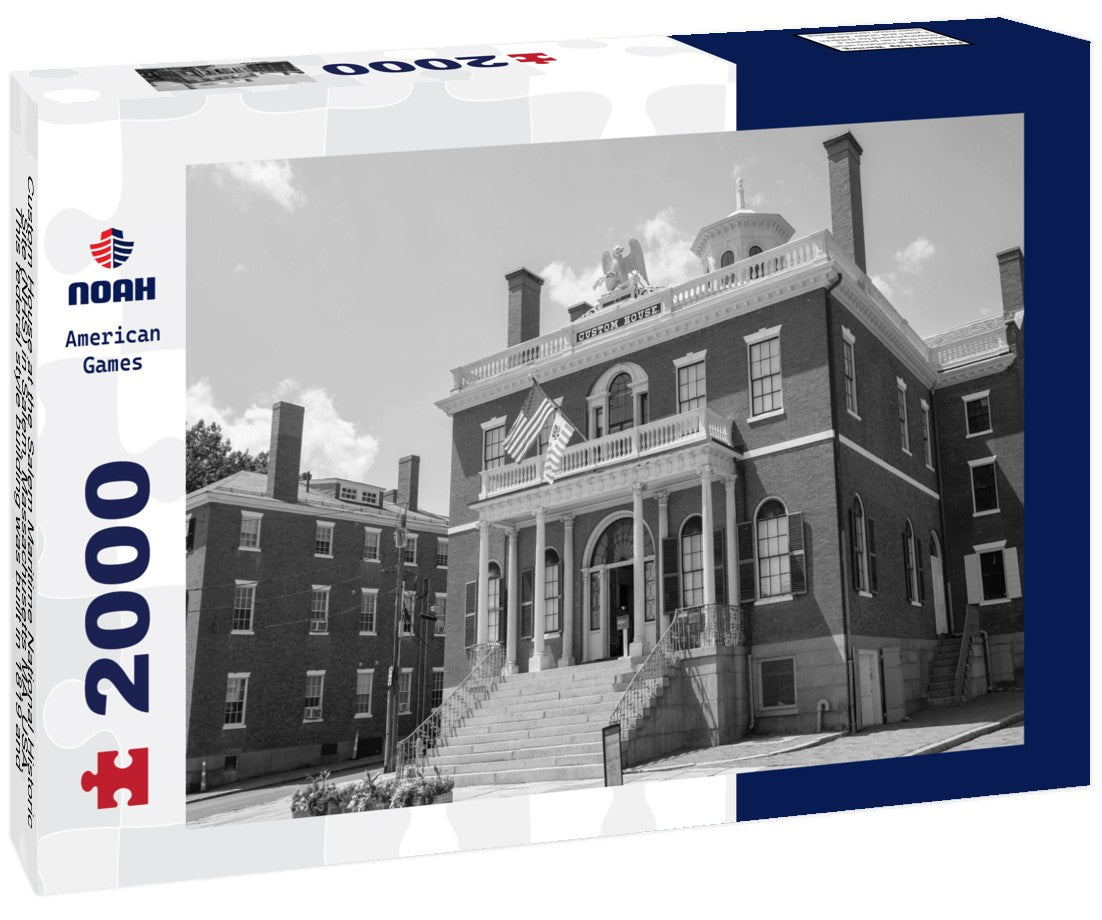Custom House at the Salem Maritime National Historic Site (NHS) in Salem, Massachusetts MA, USA. This federal style building was built in 1819 and is the first NHS in the United States 2000pc PuzzleBlack and White