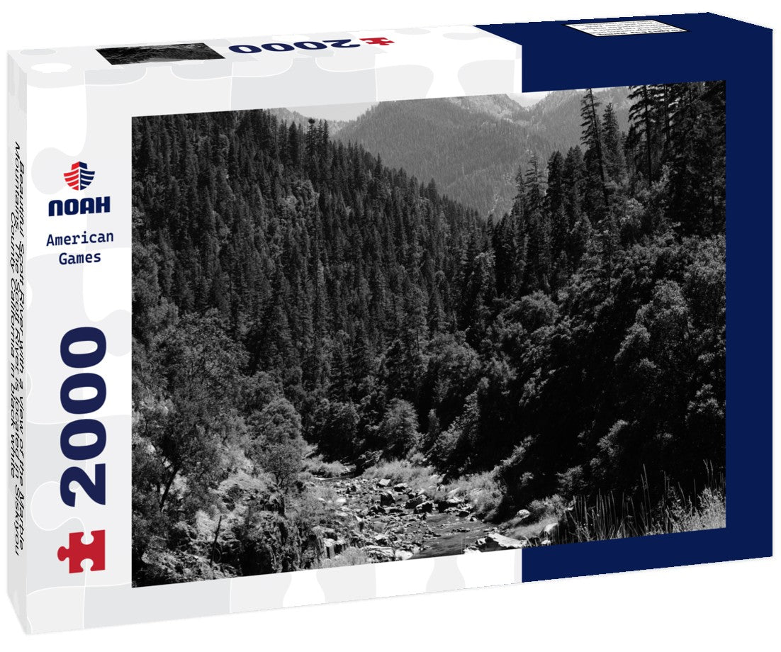Beautiful Scott River with a view of the Marble Mountains. The Scott River is located in Siskiyou County California 2000pc PuzzleBlack and White