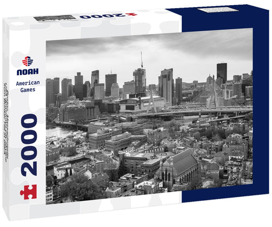 Noah Jigsaw Puzzle Boston, Massachusetts, USA downtown city skyline from Bunker Hill in black white 2000 pieces