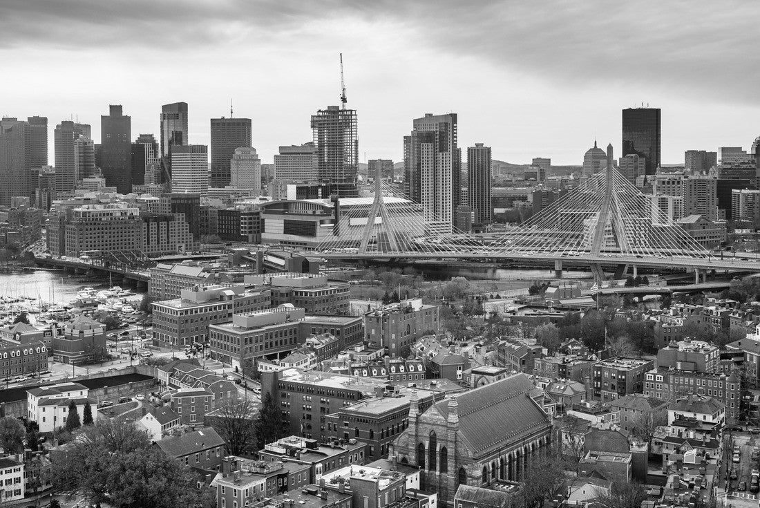 Noah Jigsaw Puzzle Boston, Massachusetts, USA downtown city skyline from Bunker Hill in black white 2000 pieces